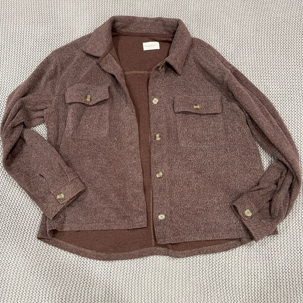 LIKE NEW Mia and Tess Brown Button Up Jacket